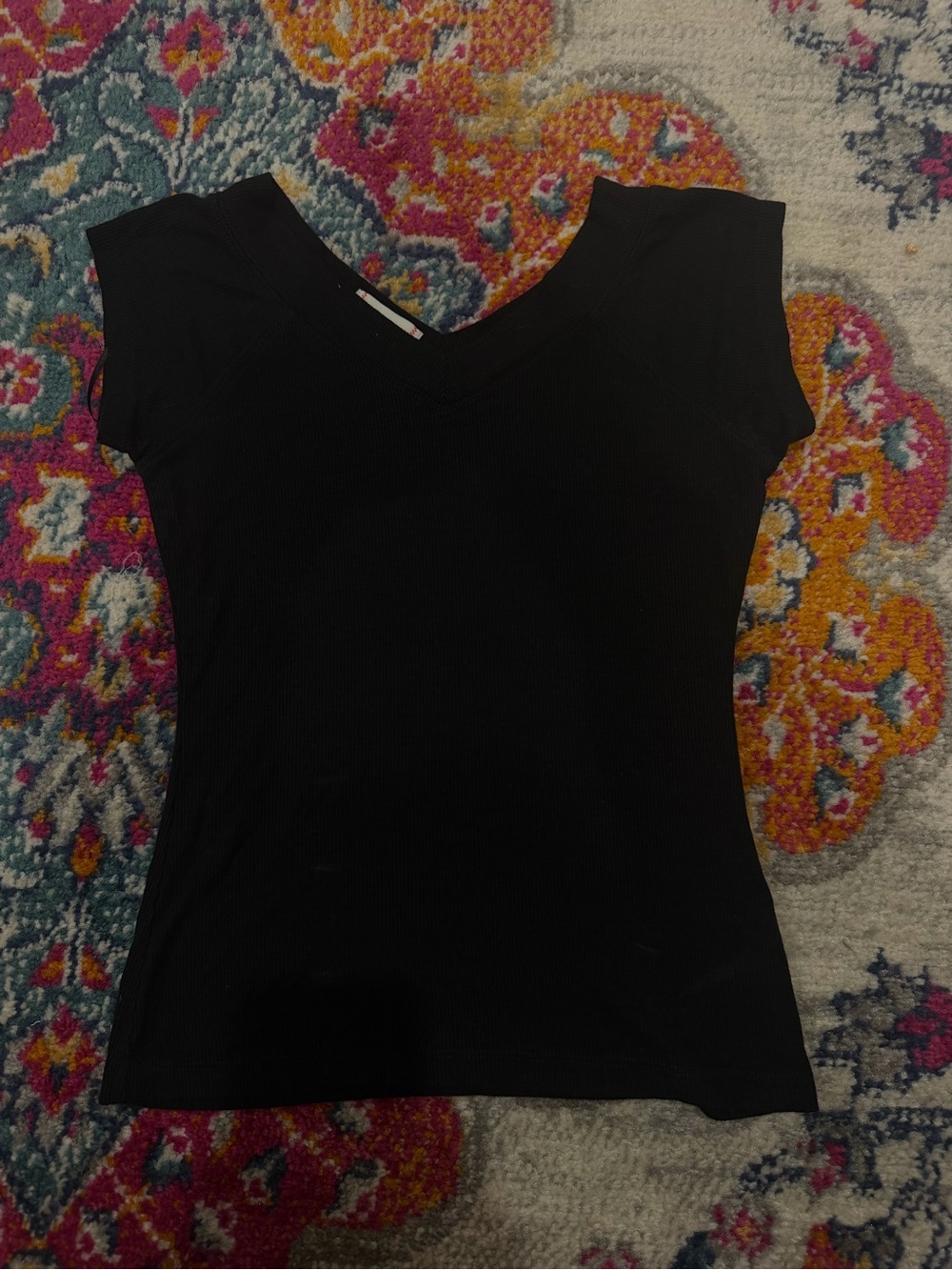 BDG Black V-Neck Ribbed Tank Top